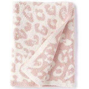NWT BAREFOOT DREAMS DUPE BLANKET / COMFYLUXE - PINK AND WHITE